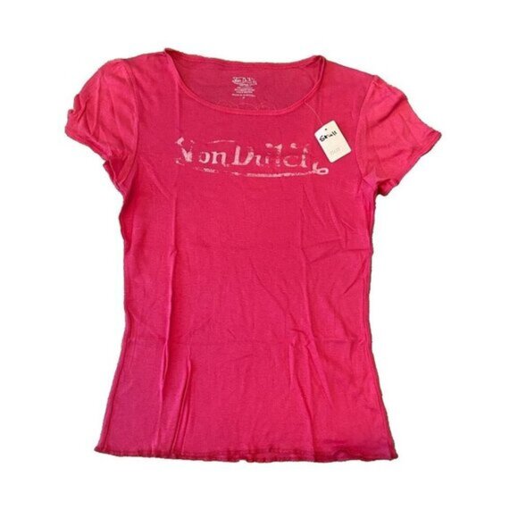 Von Dutch Womens Pink Cotton 100 Cotton TShirt Size Small - Picture 1 of 4